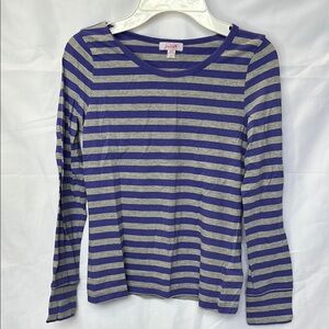 Grane Purple and Gray Striped Long Sleeve Tee
